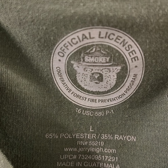 SMOKEY BEAR SHIRT - SO COMPHY. 65%polyester 35%rayon - Picture 2 of 2